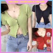 [ÁO LEN NỮ] Áo Croptop Nữ, Áo Dệt Kim Dáng Crop Mix Chân Váy Jeans Siêu Trendy